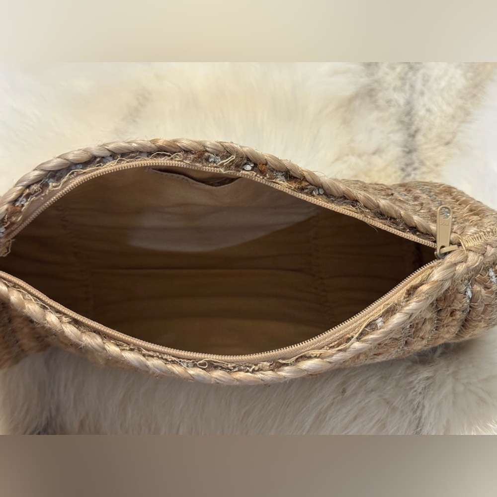 NEW Shiraleah Jute clutch Handbag with silver Rope - Picture 4 of 7